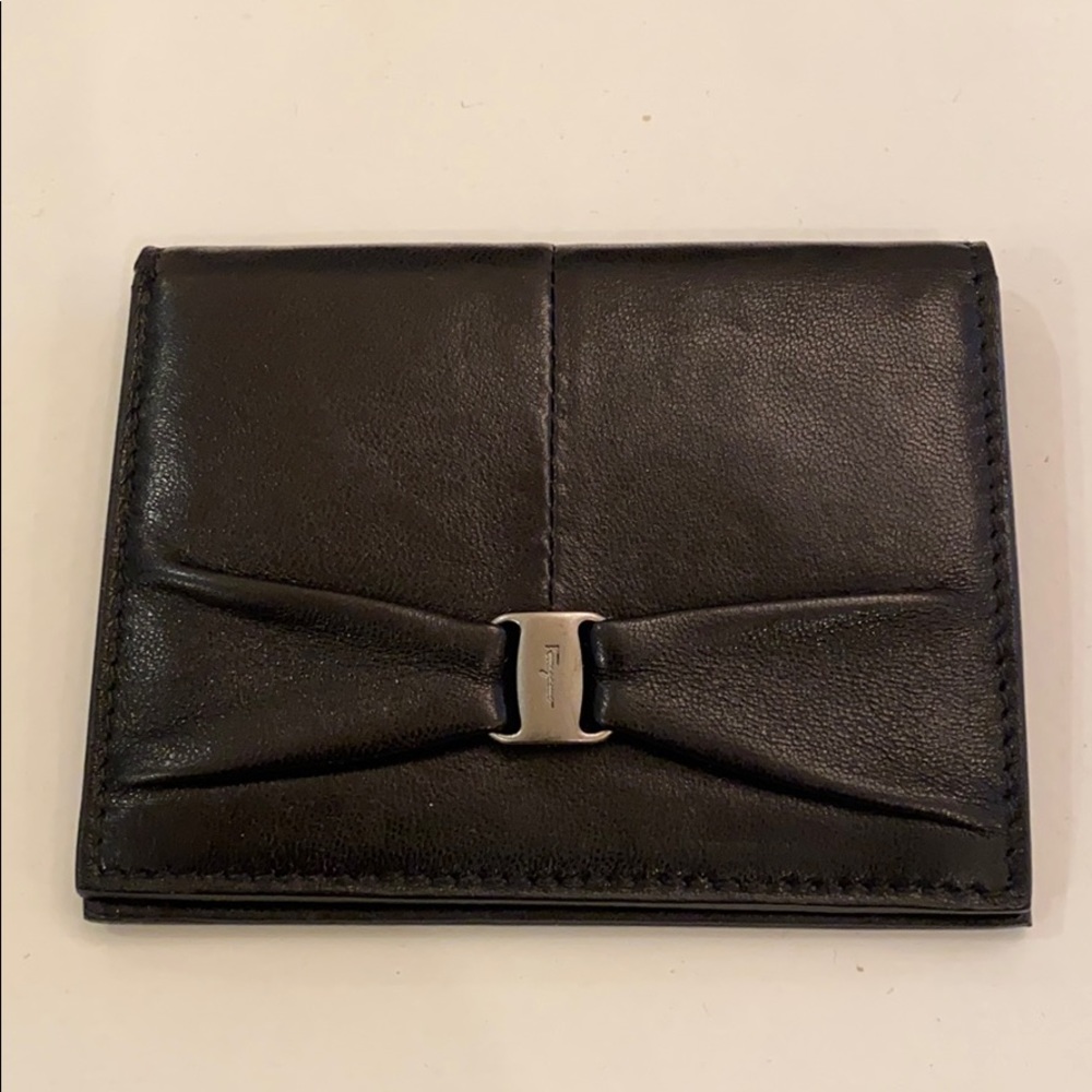Salvatore Ferragamo Black Nappa Leather Card Case